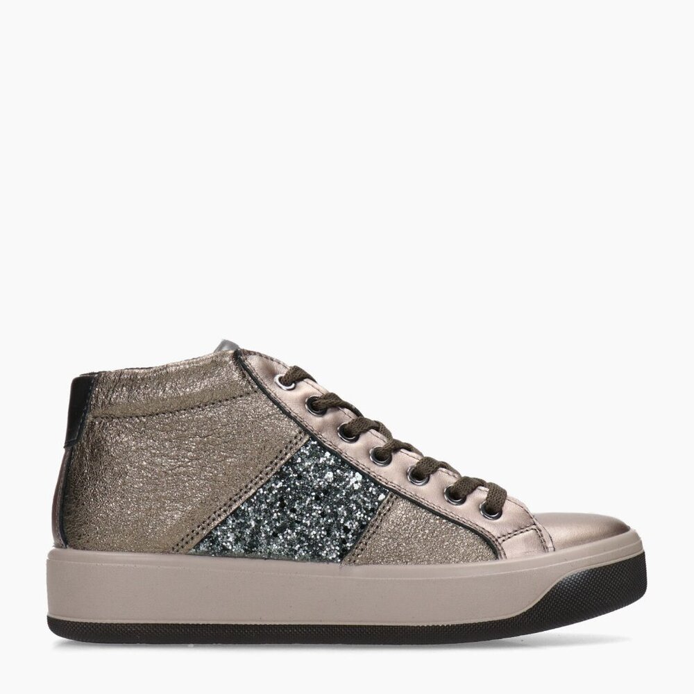 NWOT IGI&CO Sneakers with Golden Leather and Silver Glitter Detail Size EU 38 - Picture 2 of 11